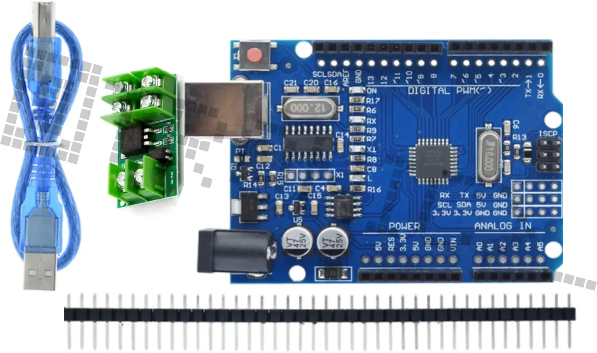 Kit de démarrage pour Arduino Uno R3 avec module Mosfet et jeu de 40 câbles Dupont (mâle-mâle)