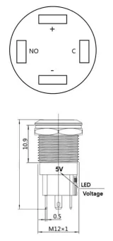 Bouton poussoir | verrouillage marche-arrêt | LED 5V Orange | inox | 12mm – 4