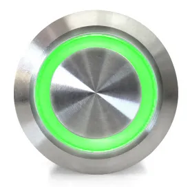 Bouton-poussoir | verrouillage marche-arrêt | LED verte 12-24V | acier inoxydable | 16 mm
