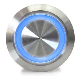 Bouton poussoir | marche-arrêt self lock | 12-24V LED Bleu | Acier inoxydable | 16mm