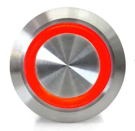 Bouton-poussoir | Momentané - impulsion | LED 5V Rouge | RVS | 12mm