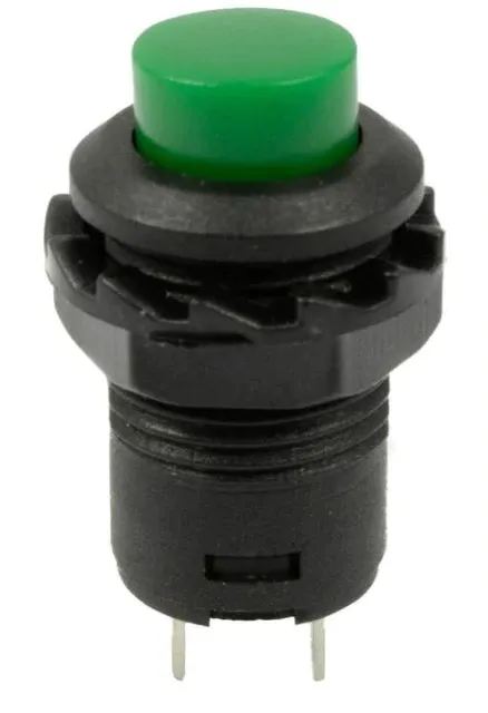 Bouton poussoir | marche-arrêt self lock | 14x20 trou rond 12mm | Vert