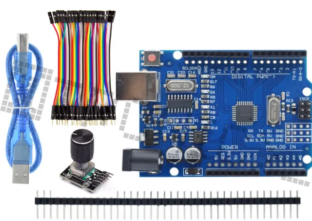 Kit de démarrage pour Arduino avec encodeur rotatif et jeu de câbles Dupont de 40 pièces