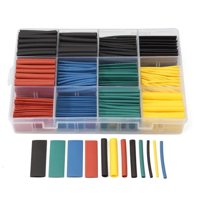 Kit de 530 pièces de gaines thermorétractables colorées en boîte