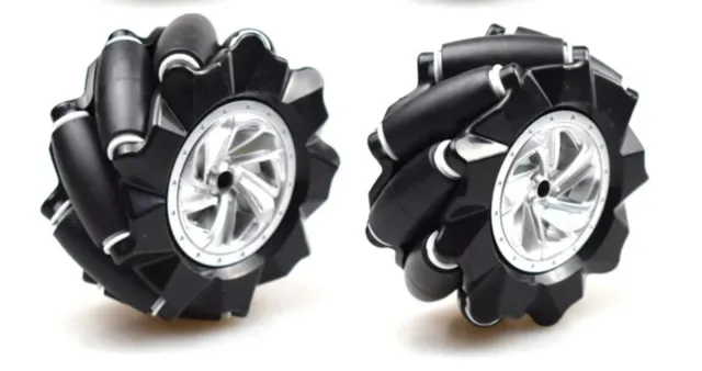 Roue Mecanum / Roue omnidirectionnelle - 80MM-A noire - lot de 2 roues (1xL + 1xR)