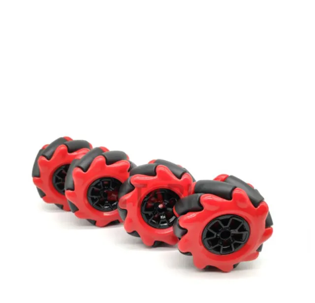 Roue Mecanum / Roue omnidirectionnelle - 60MM-K Rouge - Lot de 4