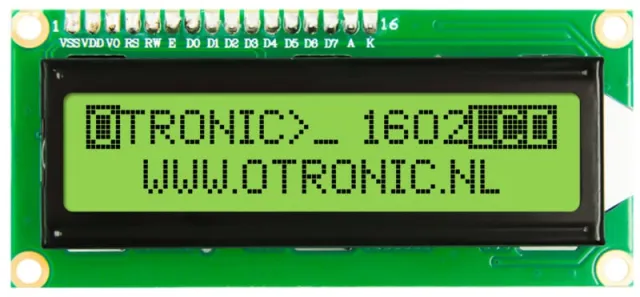 LCD 1602 vert/jaune avec rétroéclairage