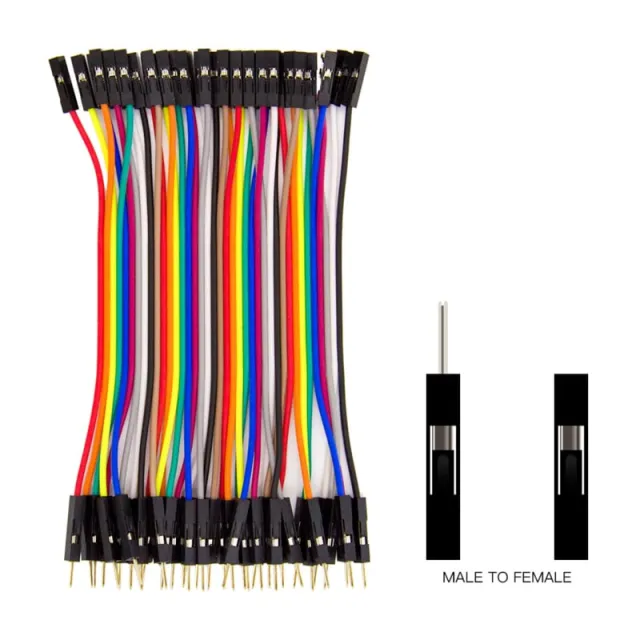 Câbles Dupont jumper 40 pièces (mâle-femelle) ponts de connexion de 10 cm pour breadboard