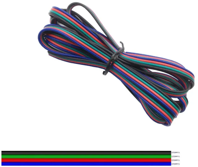 Câble 4 conducteurs 22AWG Ø1.3mm bleu / rouge / vert / noir 1 mètre