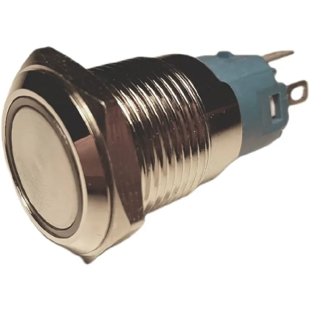 Bouton-poussoir | Moment - impulsion | LED 5V BLEU | INOX | 16mm