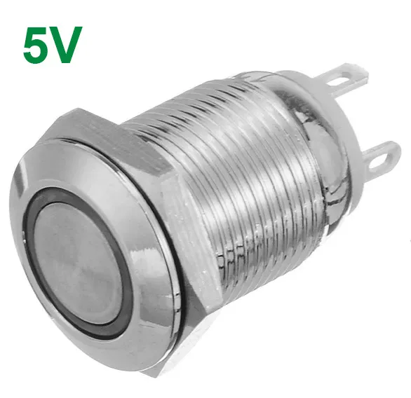 Bouton poussoir | verrouillage marche-arrêt | LED bleue 5V | inox | 12mm