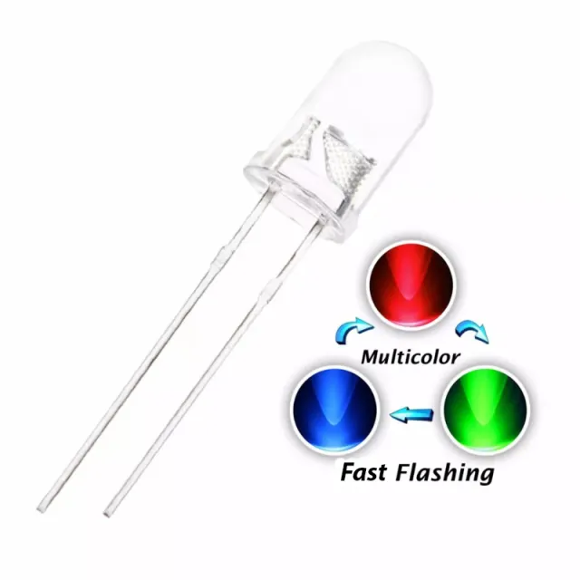 10x LED RGB Couleurs 5mm Magic Rainbow Effect (fondu rapide et clignotement)