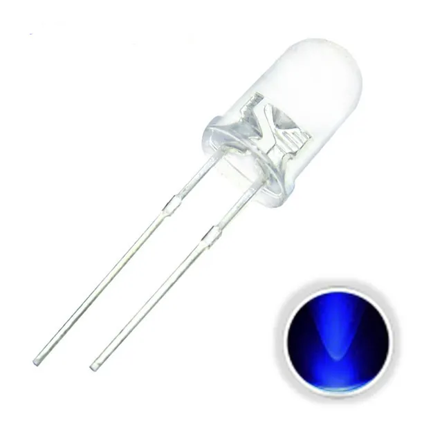 10x diode LED transparente 5 mm ultraviolet 3 V