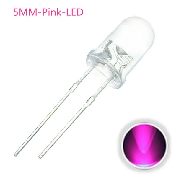 10x Diode LED Transparente 5mm Rose 3V