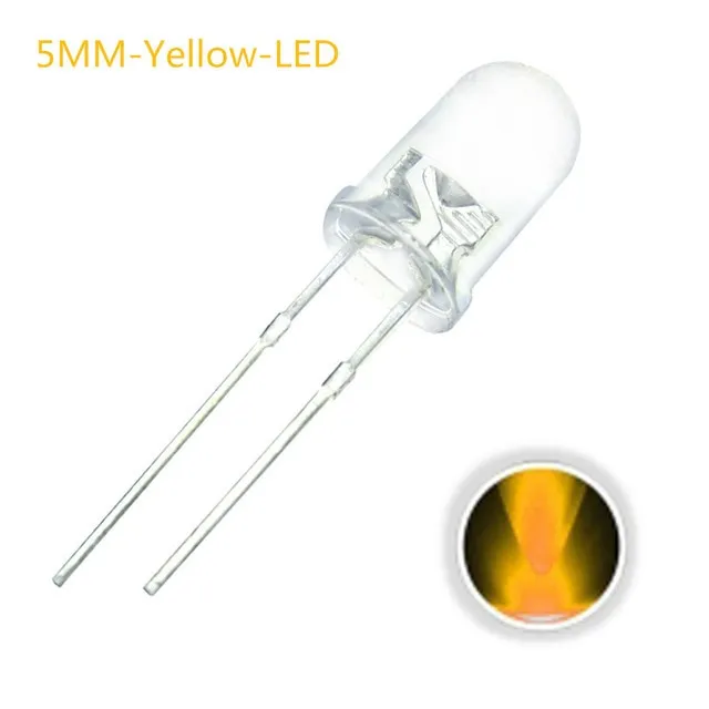 10x Diode LED Transparente 5mm Jaune 2V