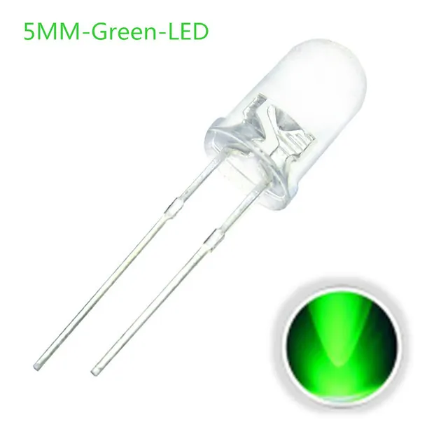10x Diode LED Transparente 5mm Verte 3V