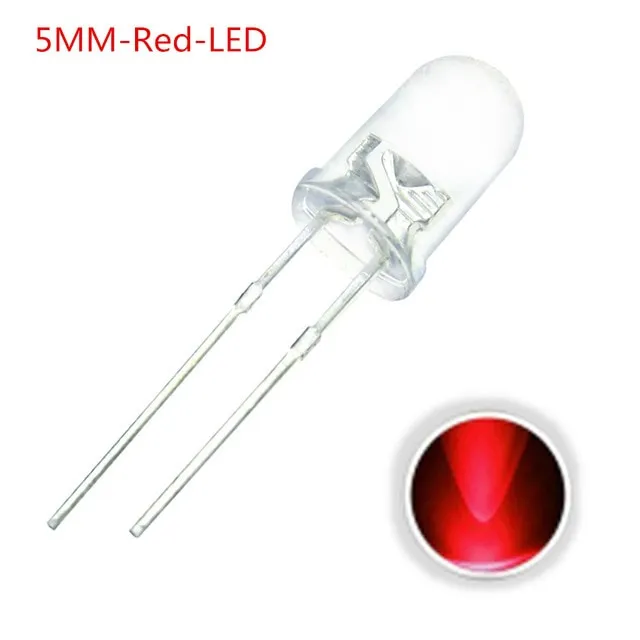 10x diode LED transparente 5 mm rouge 2 V