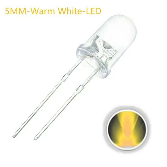 10x Diode LED transparente 5 mm blanc chaud 3 V