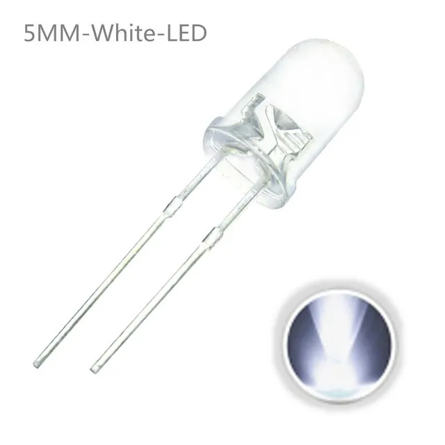 10x Diode LED transparente 5 mm blanche 3 V