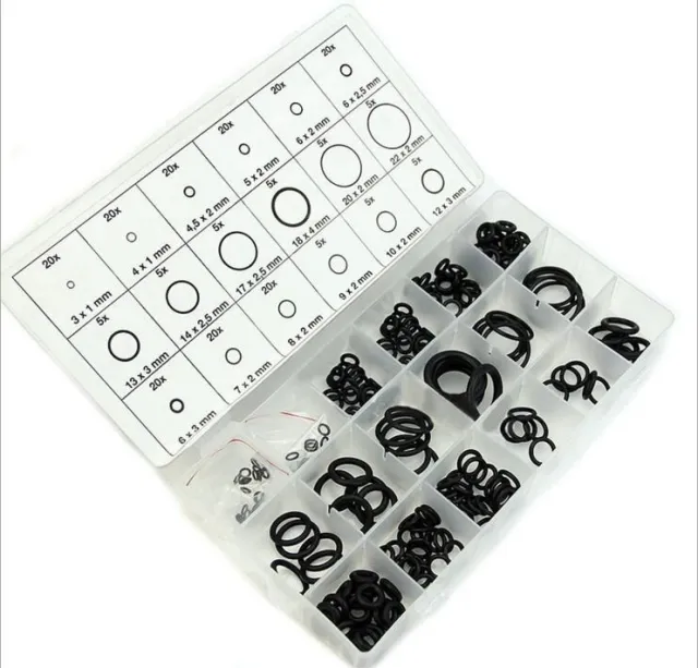 Kit de joints toriques NBR noirs 225 pièces 15 tailles différentes