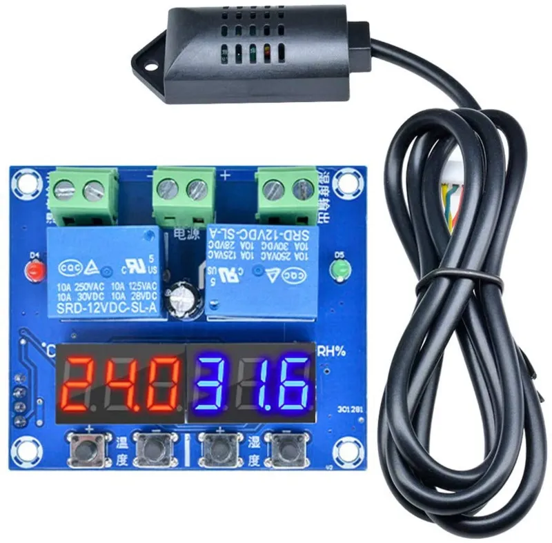 Interrupteur à relais double pour température et humidité 12 V