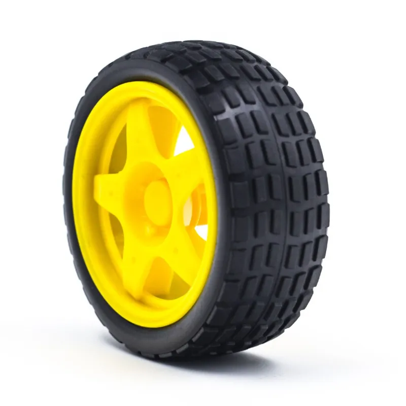 Roue en caoutchouc pour robot ou voiture intelligente, jaune