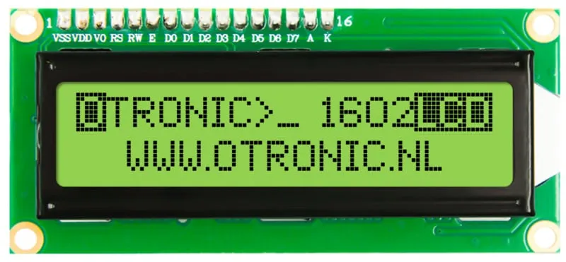 LCD 1602 vert/jaune avec rétroéclairage