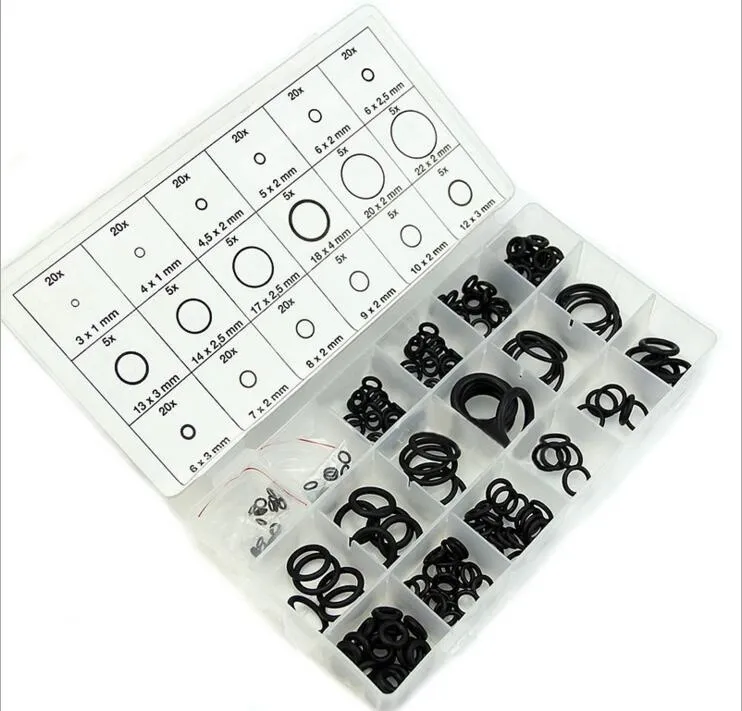 Kit de joints toriques NBR noirs 225 pièces 15 tailles différentes