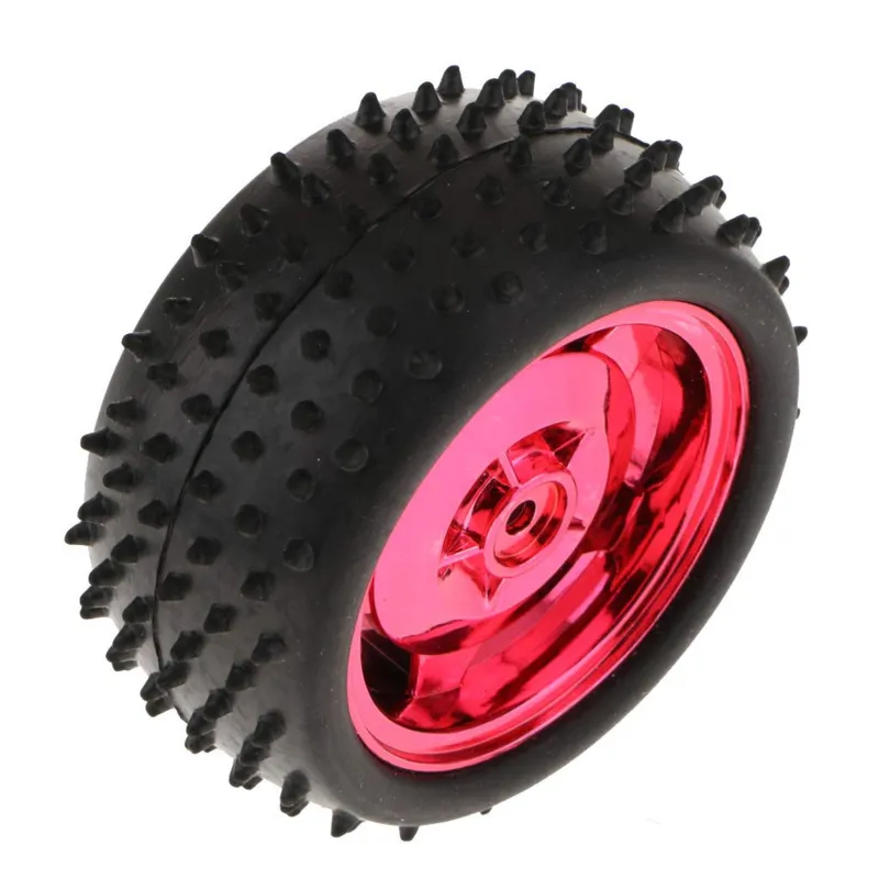 Roue/pneu en caoutchouc pour robot Smart Car Model 85x38mm pour Arduino, compatible 4WD/2WD - Rouge métallisé